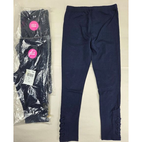 3 Childrens Place Leggins Navy Lace-Up Medium Cotton/Spandex New with Tags - Picture 2 of 7